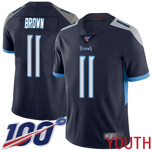 Tennessee Titans Limited Navy Blue Youth A.J. Brown Home Jersey NFL Football 11 100th Season Vapor Untouchable